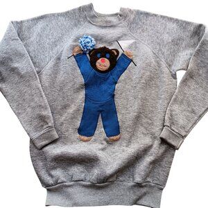 Large Vintage Sweatshirt Womens 1980's Bear Cheerleader Applique